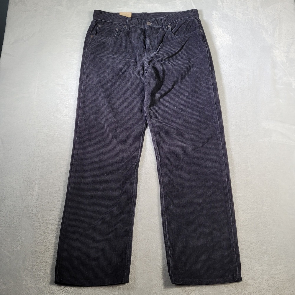 Levis Low Pro Corduroy Pants Womens 34x30 Navy Blue Straight Leg Mid Rise NWT